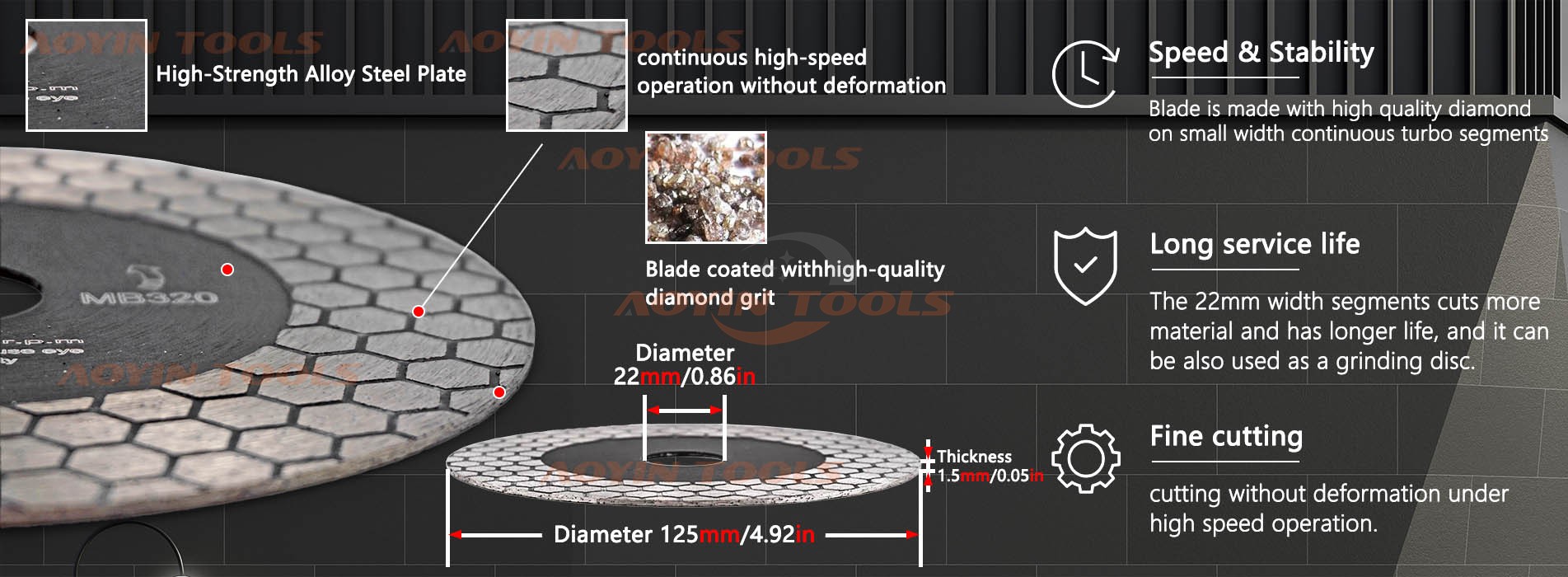 Hot Press Diamond Honeycomb Shape Blade